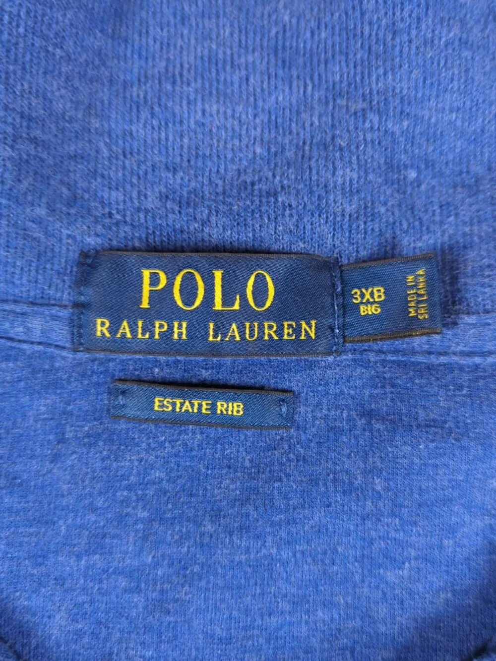 Polo Ralph Lauren Sweater Men's 3XB Blue Long Sleeve Estate Rib 1/4 Zip Pullover